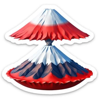 Create a 3D Mount Fuji with red color. There must be no clouds on top. sticker
