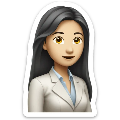 successful pretty long haired asian girl working in finance sticker