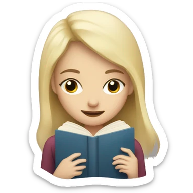 A white blonde woman hugging lovingly pile of books with tears in her eyes sticker
