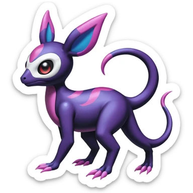 Shiny Duskull-Salandit-Sylveon-Fakémon-hybrid-creature (full body)  sticker