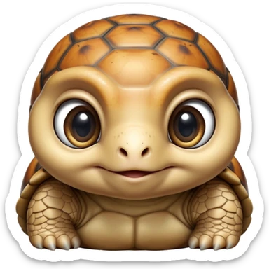 cinematic-baby tortoise-realistic--emoji,,-cute-wise-face-peering-ahead-with-calm-determination,-cute large-eyes-reflecting-centuries of wisdom, sticker