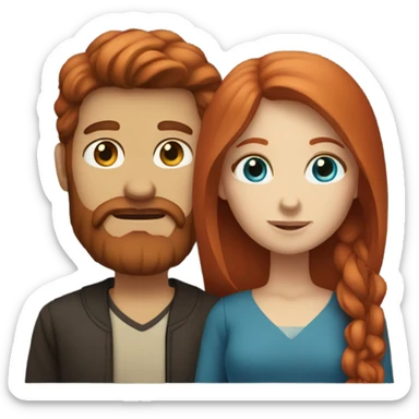 Redhead blue eyed girl and bearded mexican male couple sticker