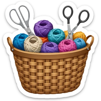 A tidy basket with neatly arranged skeins and scissors. sticker