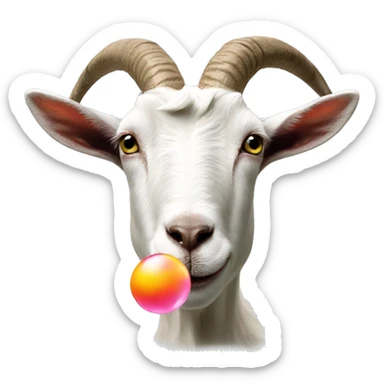 goat in profile blowing bubblegum sticker
