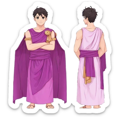 Roman man purple and pink toga sci fi clothing patterns sticker