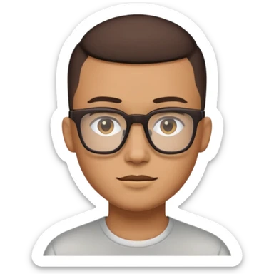 Tan guys with square glasses and dark brown buzzcut hair sticker