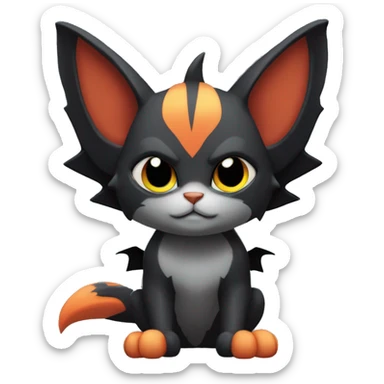 Cool Litten-Nargacuga-Cat with black bat-wing-ears full body sticker