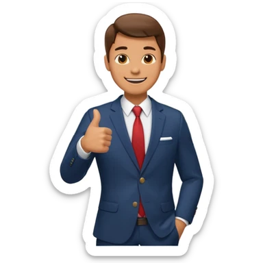 man on a mountain of reports, showing a thumbs up emoji sticker