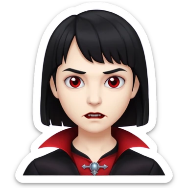quero a foto de uma vampira com franja de cabelo preto sticker
