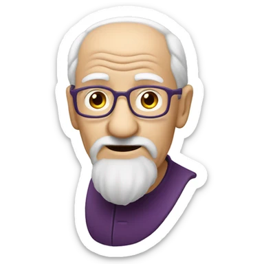 old  man with aubergine sticker