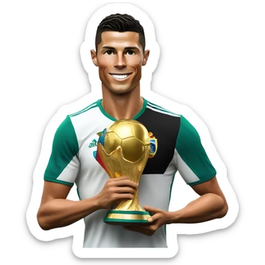 Cristiano Ronaldo con la copa del mundo sticker
