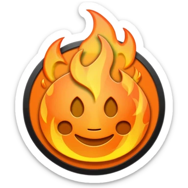 A sleek, minimalist CD disc with flame accents, emoji style. sticker
