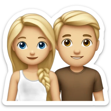“blonde girl with tan skin and blue eyes holding hands with boy with brown hair and hazel eyes” sticker