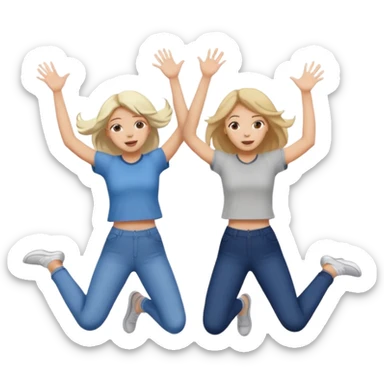 una chica saltando encima de la cabeza de otra chica sticker