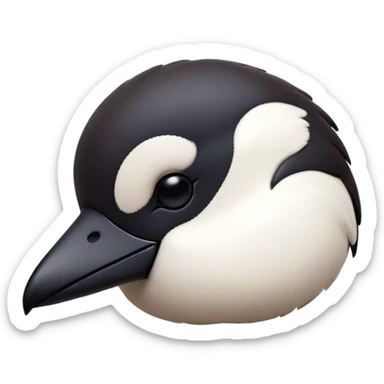 Meme-Worthy Cute Sleeping Magpie Portrait Emoji, Head resting peacefully with a contented smile, showcasing a sleek, elegant form with eyes gently closed in serene slumber and glossy, contrasting plumage, Simplified yet adorably endearing features, highly detailed, glowing with a soft, drowsy urban light, high shine, relaxed and utterly lovable, stylized with an air of playful laziness, soft glowing outline, capturing the essence of a sleeping magpie that feels destined to become the next viral icon of adorable rest! sticker