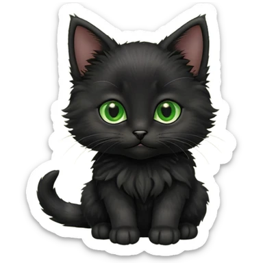 A photo-realistic digital illustration of a cute black kitten sticker