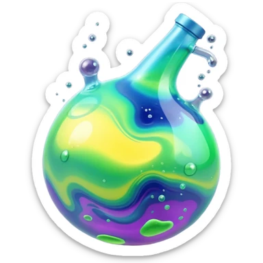 3D render of Oil Slick, toxic waste aesthetic, bubbling liquid, industrial warning texture. sticker