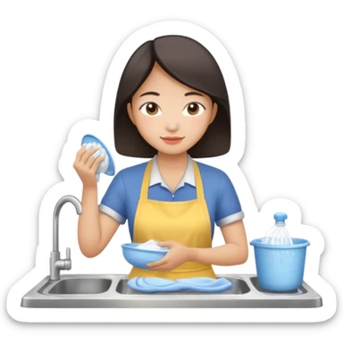 aisan Woman washing dishes sticker