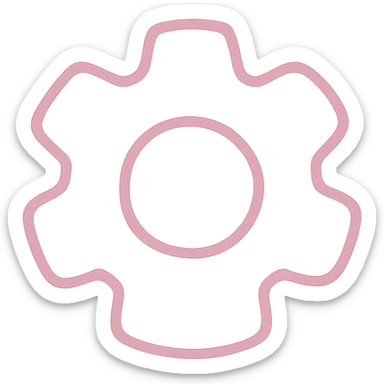soft and cute settings icon, pink theme, Japanese hand-drawn style, transparent background, for mobile home screen sticker