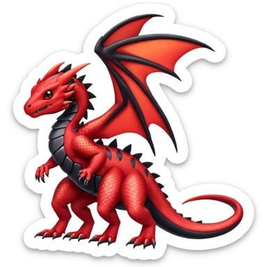 Cute Shiny spottef black and red iridescent Guilmon-Salandit-Fakémon-hybrid-creature (full body)  sticker
