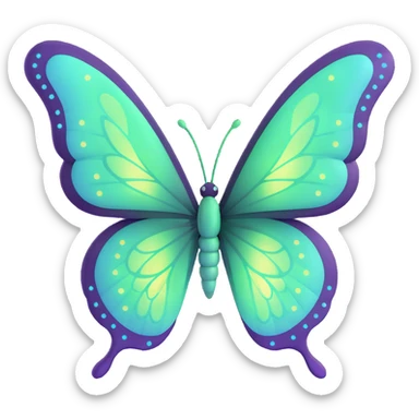 magical butterfly with large symmetrical wings in vibrant green #c0ff53, glowing highlights, dreamy aura, surrounded by sparkling magical particles, floating, transparent background, 3D cartoon digital fantasy art style sticker