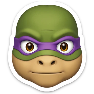 Donatello from Teenage Mutant Ninja Turtles, emoji style, head only, cute minimalistic style, with a determined expression sticker
