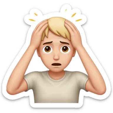 Desperate face with hands on head sticker