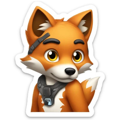 Gaming fox struggling to code sticker