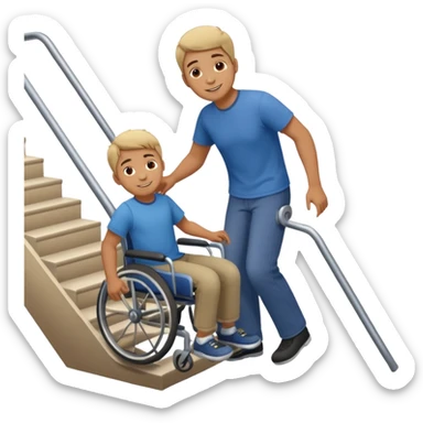 A man pushing a disabled kid down the stairs sticker