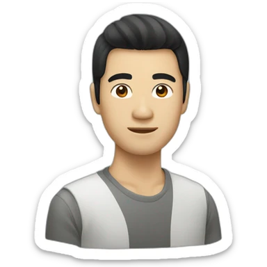 asia-man-black-hair-on-glass sticker