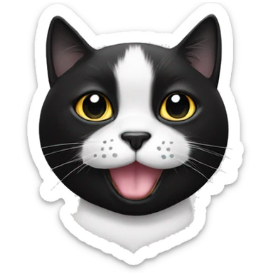 Black and white tuxedo cat face wit a black dot on the chin sticker