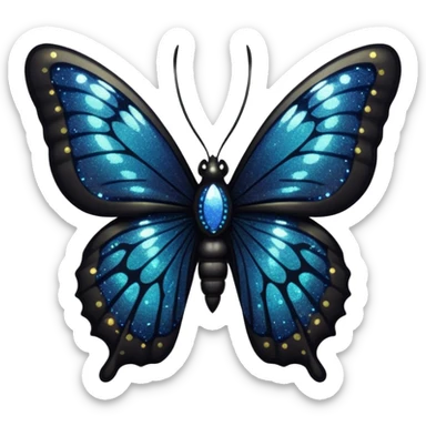 Gothic villainous edgy dark punky Victorian aesthetic sparkly shiny glittery gloomy dark butterfly specimen sticker