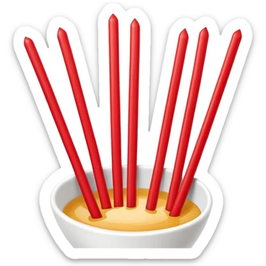 Beijing Sweetened Hawthorn Strips sugar glazed red sticks, simplified emoji style with bold outlines and bright colors, cartoon style traditional Bing Tang Hu Lu Si sticker