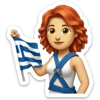 a red medium hair female mountain summiteer with Greek flag sticker