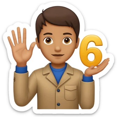 replace the ice cream with the numbers 6 and 7 holding his hands doing this emoji 🫴 and the left is the same emoji but flipped sideways then make the emojis 6️⃣7️⃣ go in each so six gos in the left hand and seven goes in the right hand sticker