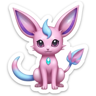 Shiny Cool Sparkly Cute Ethereal Espeon-Sylveon-Nidorino-Fakemon-hybrid-fusion- full body sticker