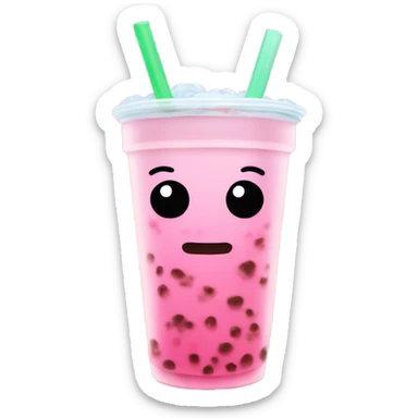 Pink ice boba tea sticker