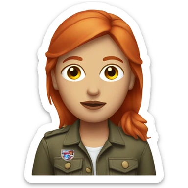 Redhead with left eye patch sticker