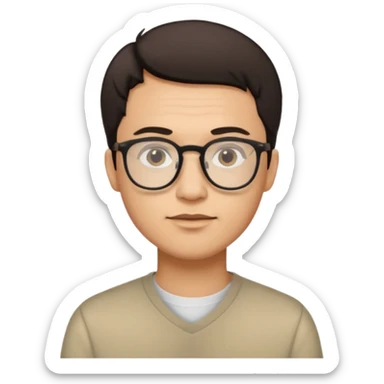 zumbi masculino, óculos fino, cabelo baixo sticker