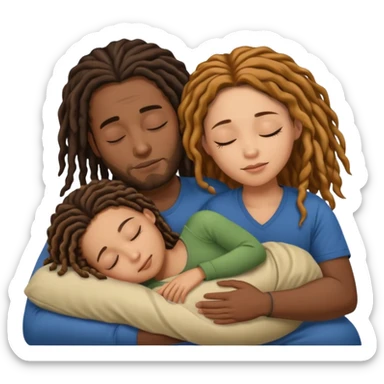 sleeping biracial couple (black male with caramel skin and dreads and hispanic female with fair skin and long brunette hair) with no child sticker