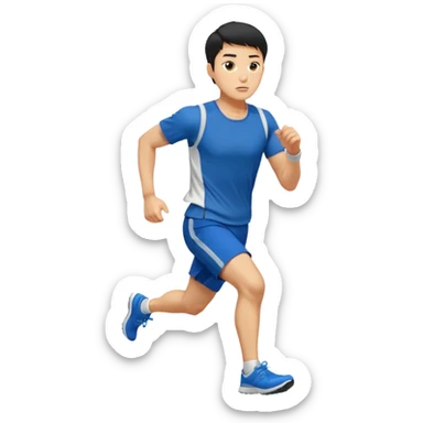 a korean guy about 30 years old, running with sportswear, sweating sticker
