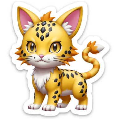 Soft Smooth Cute Elegant Realistic Adorable Pretty Beautiful Meicoomon-Gatomon-Liepard-Pokémon-Digimon-Fakémon-fusion-hybrid-creature sticker