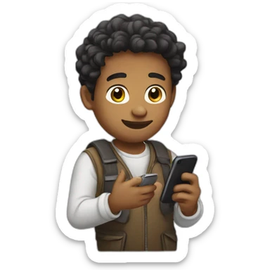 cunning young man with a phone in his hands sticker