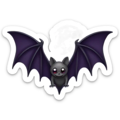 purple black vampire bat wings flying in front of large dripping grey crescent moon sticker
