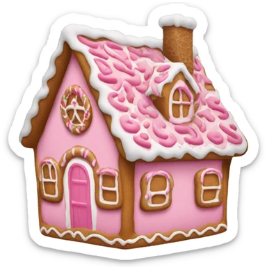 A pink gingerbread house sticker