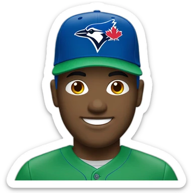 white guy in a green shirt and toronto blue jays hat (blue) sticker