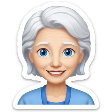 abuela con ojos azules, pelo blanco, tez blanca sticker