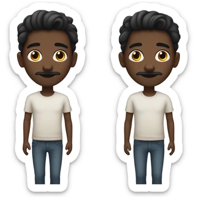 boy with broad nose, dark brown skin blck hair , little mustache broad face sticker