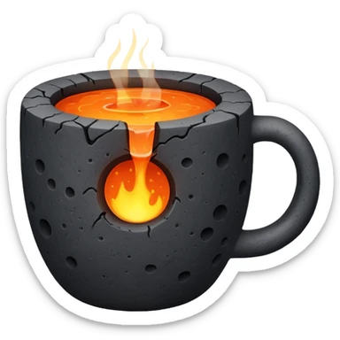 a cup with a single round lava stone with glowing cracks for perfuming the ambient sticker