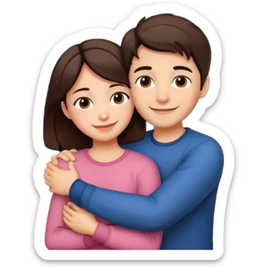 Girl and boy couple Both peach skin and darkish brown hair hugging emoji dont make them look forward sticker